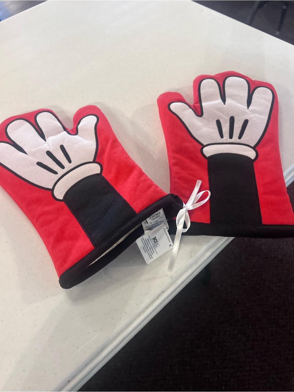 Williams Sonoma Kids Red Cartoon Hand Oven Mitts